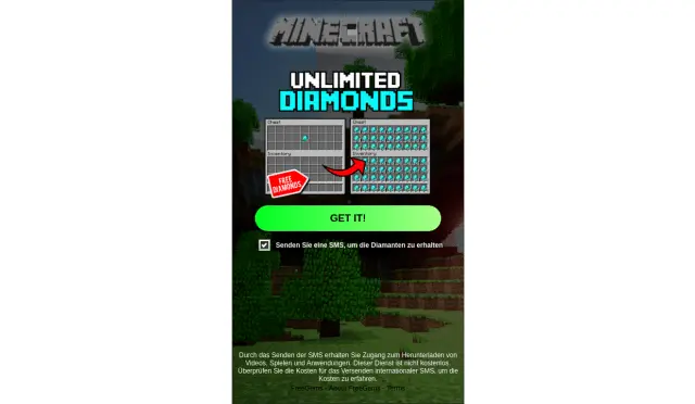 Aperçu Minecraft Unlimited Diamonds - 1 Click
