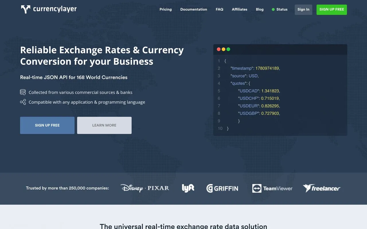 Aperçu CurrencyLayer