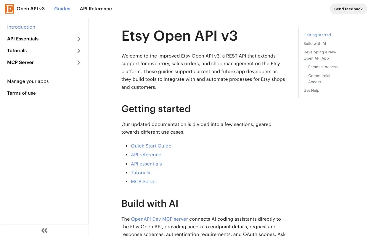 Aperçu Etsy Open API v3
