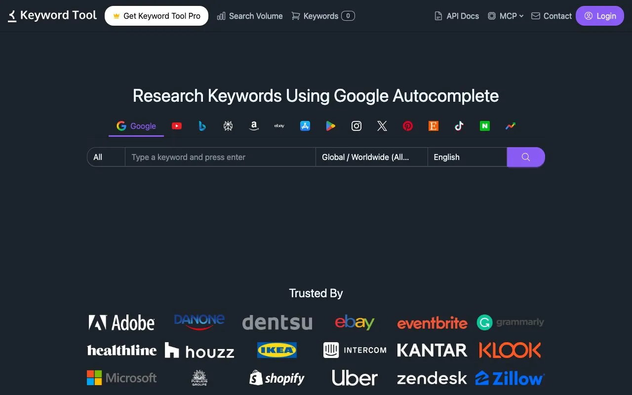 Aperçu Keyword Tool API