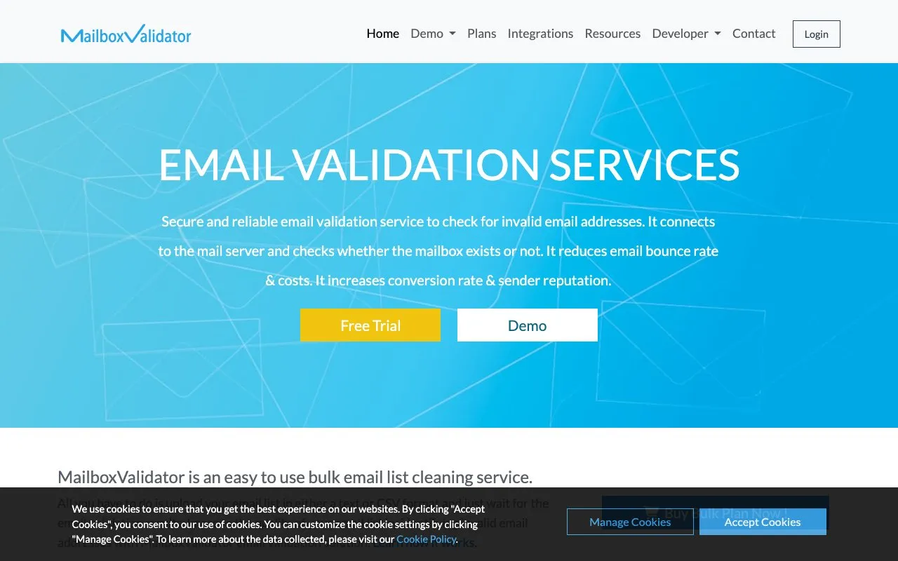 Aperçu MailboxValidator