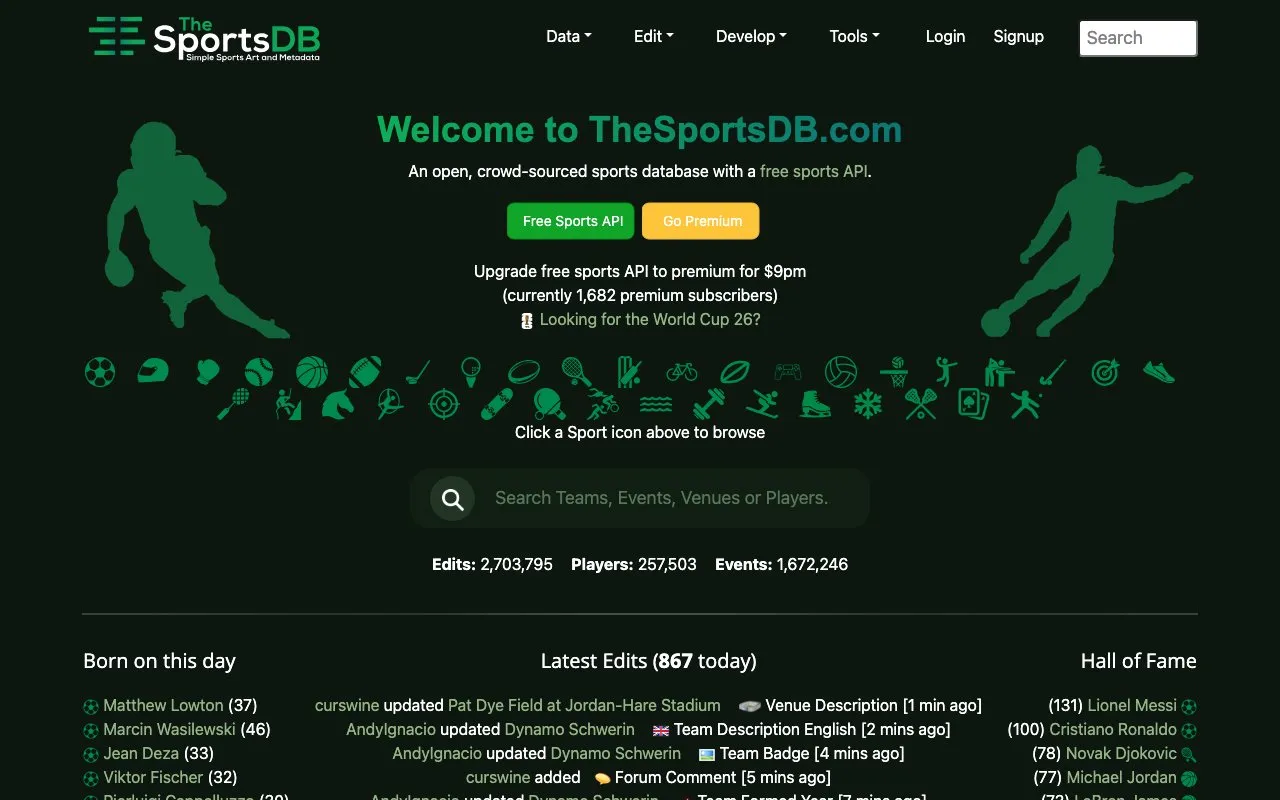 Aperçu TheSportsDB