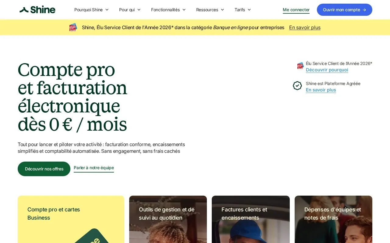 Aperçu du site Shine